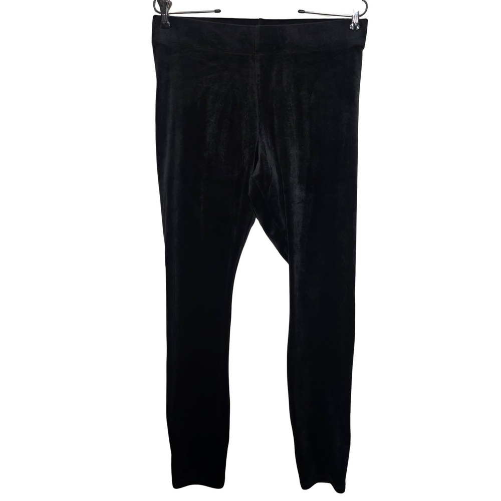 Pure Jill Black Velvet‎ Velour Leggings Womens Medium Elastic Waist Slim Fit
